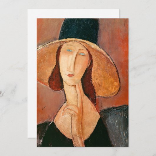 Invitation Amedeo Modigliani - Jeanne Hebuterne en grand Casq (Devant / Derrière)