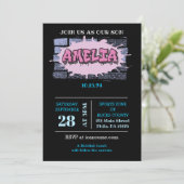 Invitation AMELIA Votre Nom Filles Hip Hop Graffiti Rose (Debout devant)