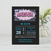 Invitation AMELIA Votre Nom Filles Rose Graffiti Hip Hop (Debout devant)