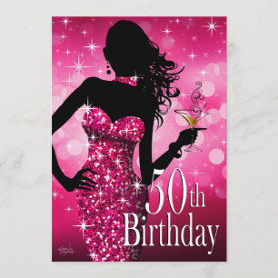 Invitation Amenez la Bling Sparkle 50e anniversaire fuchsia