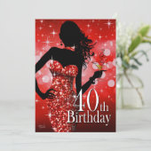 Invitation Amenez le 40e anniversaire du Bling| rouge (Debout devant)