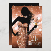 Invitation Amenez le Bling Sparkle 21e anniversaire| bronze (Devant / Derrière)
