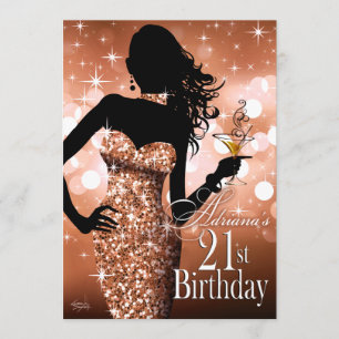 Invitation Amenez le Bling Sparkle 21e anniversaire  bronze