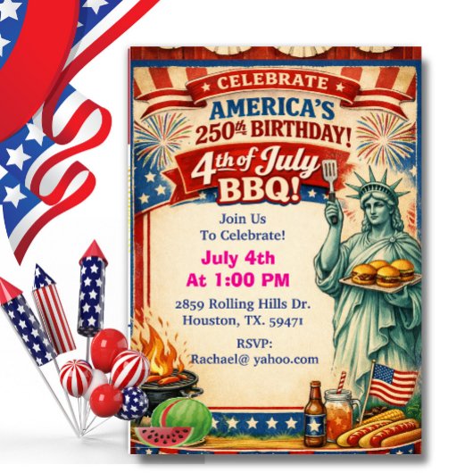 Invitation America’s 250th BBQ With Statue of Libeberty