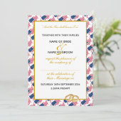 Invitation AMERICA USA avec Mariage de script en or Faux (Debout devant)