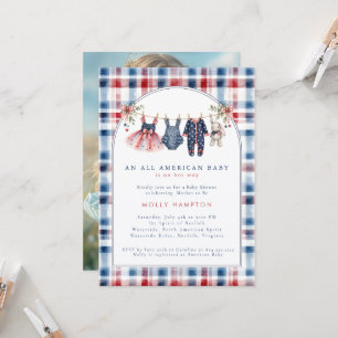 Invitation American Baby Patriotic Clothesline Baby Shower