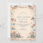 Invitation American Boy Stars and Stripes Baby Shower (Devant)
