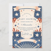Invitation American Boy Vintage Denim Stars Baby Shower (Devant)