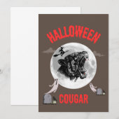 Invitation american cougar on halloween night with crows (Devant / Derrière)