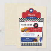 Invitation American Diner Birthday Party Burger 1950 Invitati (Devant / Derrière)