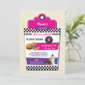 Invitation American Diner Birthday Party Burger Girls Invitat (Debout devant)