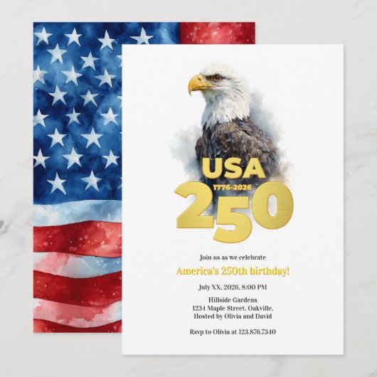 Invitation American Eagle America's 250th Anniversary (Devant / Derrière)