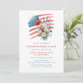Invitation American Flag Floral 4 juillet Party (Debout devant)