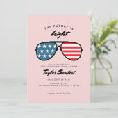 Invitation American Flag Graduation Party Lunettes de soleil (Debout devant)