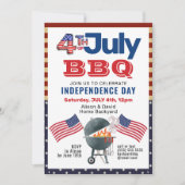 Invitation American Flag Patriotique 4 juillet BBQ Party (Devant)