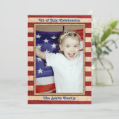 Invitation American Flag Red White Blue 4 juillet BBQ Party (Debout devant)