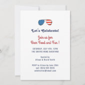 Invitation American Flag Red White Blue 4 juillet BBQ Party (Dos)