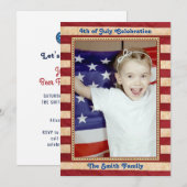 Invitation American Flag Red White Blue 4 juillet BBQ Party (Devant / Derrière)