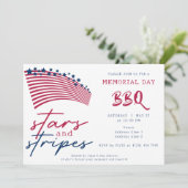 Invitation American Flag Stars and Stripes Memorial Day BBQ (Debout devant)
