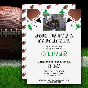 Invitation American Football Ball Flags Photo Anniversaire