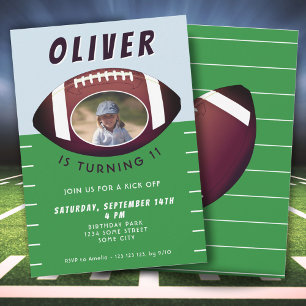 Invitation American Football Ball Sports Boy Photo Anniversai