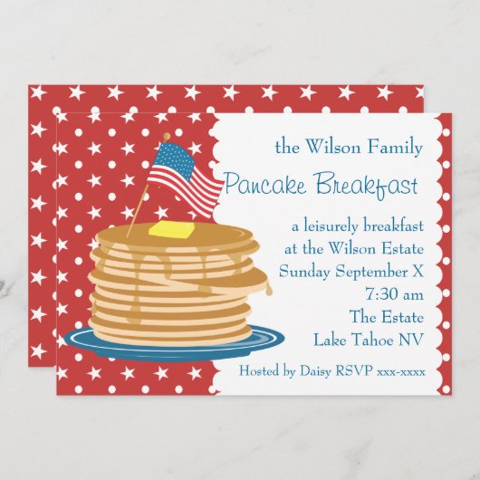 Invitation American Pancake Breakfast (Devant / Derrière)