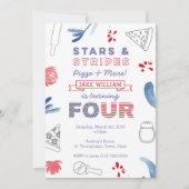 Invitation American Pizza Party pour garçon ou fille 4e anniv (Devant)
