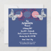 Invitation American Princess Butterfly Stars Anniversaire 4 j (Devant)