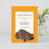 Invitation American Toad Orange and Brown Boys Birthday Party (Debout devant)