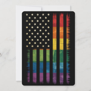 Invitation American USA Flag Rainbow Pride gay lesbienne LGBT