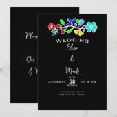 Invitation Amérindien Anishinaabe Floral Black Mariage (Devant / Derrière)