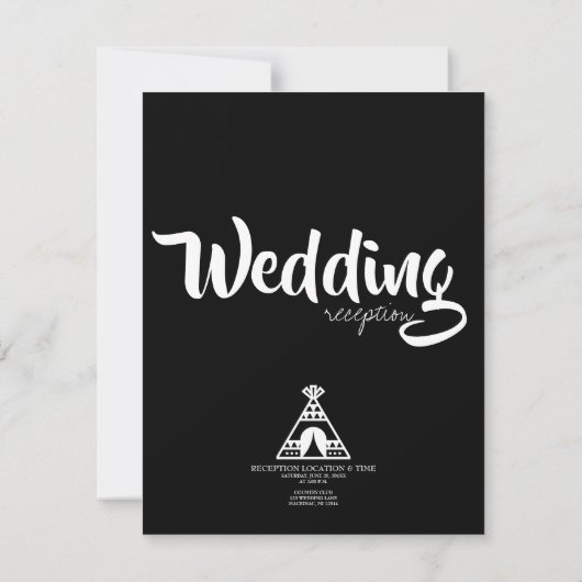 Invitation Amérindien Kokopelli Tipi Mariage noir (Dos)