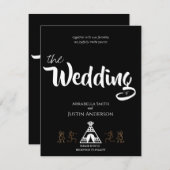 Invitation Amérindien Kokopelli Tipi Mariage noir  (Devant / Derrière)