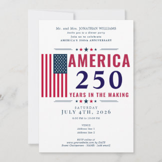 Invitation Amérique 250 Drapeau USA Patriotique 4 juillet For