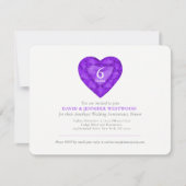 Invitation Amethyst 6e mariage mauve jet coeur aquarelle (Devant)