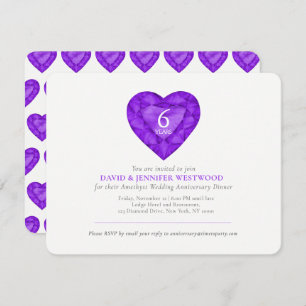 Invitation Amethyst 6e mariage mauve jet coeur aquarelle