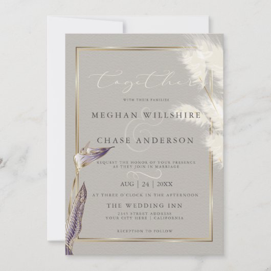 Invitation Amethyst Anthurium Pampas Grass (Devant)