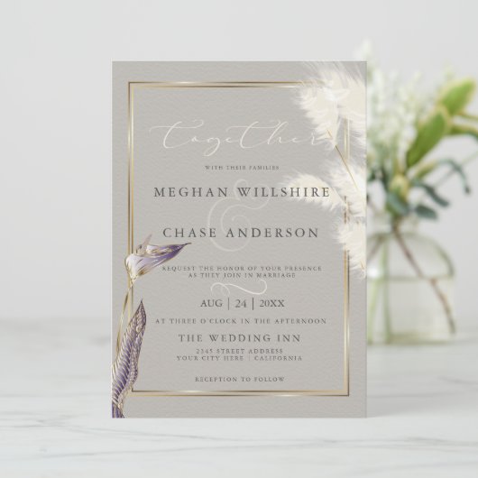 Invitation Amethyst Anthurium Pampas Grass (Debout devant)