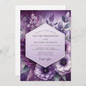 Invitation Amethyst Floral Elegance Wedding (Devant / Derrière)