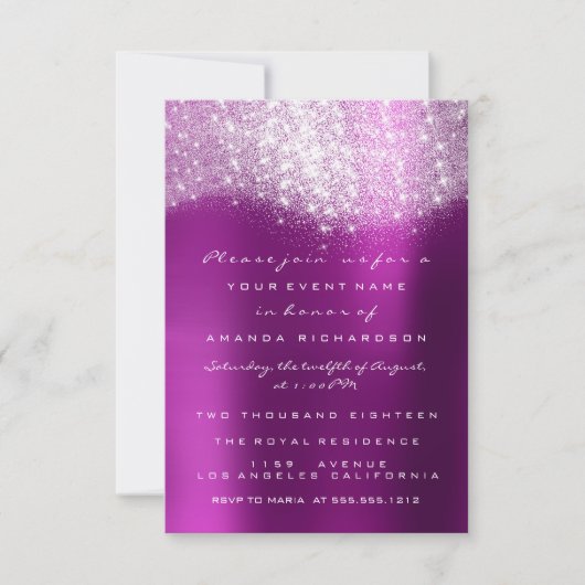 Invitation Amethyst Fuchsia Parties scintillant métallique In (Devant)
