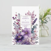 Invitation Amethyst Garden Purple and Pink Floral Wedding (Debout devant)
