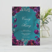 Invitation Amethyst Garnet Turquoise Jewel Tone Mariage (Debout devant)