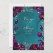 Invitation Amethyst Garnet Turquoise Jewel Tone Mariage (Dos)