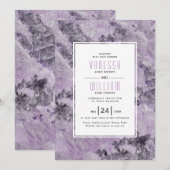 Invitation Amethyst geode violet marbre moderne mariage (Devant / Derrière)