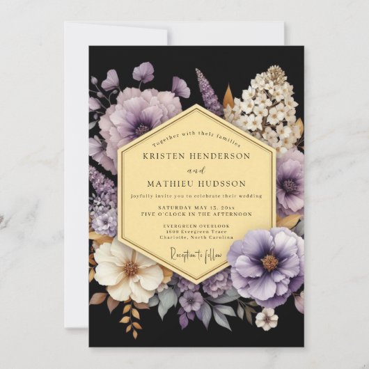 Invitation Amethyst Gilded Flora Wedding (Devant)