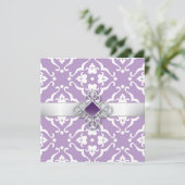 Invitation Amethyst Lily Damask Floral Mariage (Debout devant)