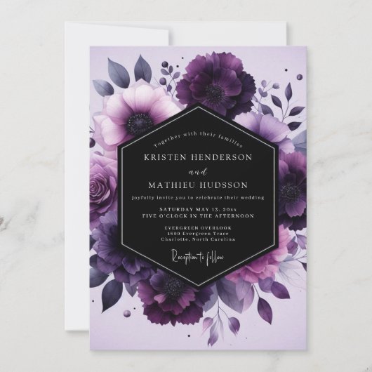 Invitation Amethyst Nocturne Flora Wedding (Devant)