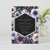 Invitation Amethyst Noir Bloom Wedding (Debout devant)