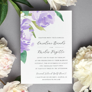 Invitation Amethyst Peony Mariage floral lavande
