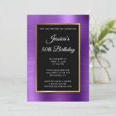 Invitation Amethyst Purple Gold Foil Black 50e anniversaire (Debout devant)